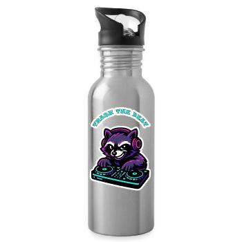 Trash The Beat – Waschbär-DJ Neon - Trinkflasche mit integriertem Trinkhalm - Lightsilver - Rechts