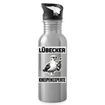Lübecker Kneipen Experte - Trinkflasche mit integriertem Trinkhalm - Lightsilver - Rechts