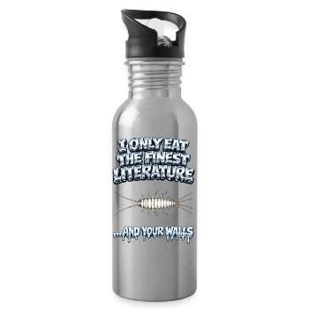 Ich esse nur die beste Literatur - Trinkflasche mit integriertem Trinkhalm - Lightsilver - Rechts