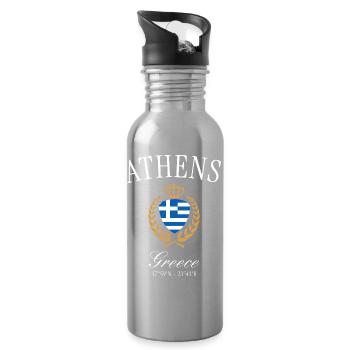 Athen Griechenland Wappen Krone – Reise Souvenir - Trinkflasche mit integriertem Trinkhalm - Lightsilver - Rechts