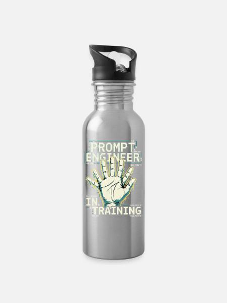 Prompt Engineer In Training - Trinkflasche mit integriertem Trinkhalm - Lightsilver