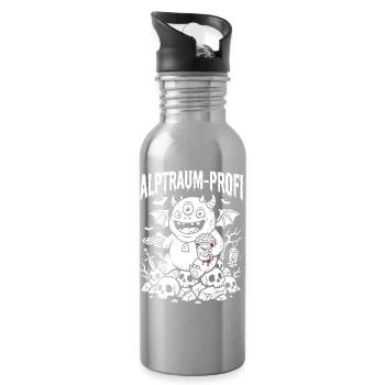 Minimalist Blood Drop Horror Design - Water bottle with straw - silver - Right