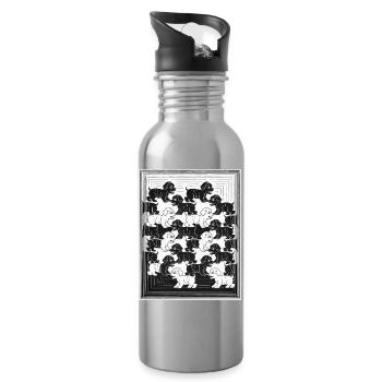 Chiots teckels en motif monochrome - Gourde avec paille intégrée - argent clair - Droite