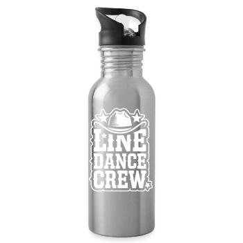 Line Dance Crew – Western Hut Logo - Trinkflasche mit integriertem Trinkhalm - Lightsilver - Rechts
