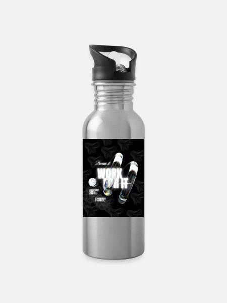 Dream It Work For It|T-Shirt MotivationGoalsSucces - Water bottle with straw - silver