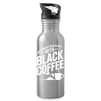 Gießen toter Pflanzen mit schwarzem Kaffee - Trinkflasche mit integriertem Trinkhalm - Lightsilver - Rechts