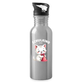 Schulkind 2026 Einschulung 2026 Schulanfang - Trinkflasche mit integriertem Trinkhalm - Lightsilver - Rechts