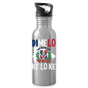 Dominikanische Republik Flagge Dom Rep Stolz - Trinkflasche mit integriertem Trinkhalm - Lightsilver - Rechts