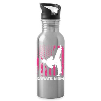 Karate Mama USA Flagge Kampfsport Mutter Pink - Trinkflasche mit integriertem Trinkhalm - Lightsilver - Rechts