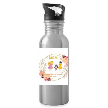Mom Pure Love Floral Circle - Water bottle with straw - silver - Right