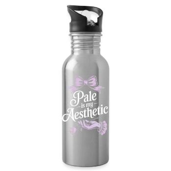 Blasse ästhetische Rosenschleife - Trinkflasche mit integriertem Trinkhalm - Lightsilver - Rechts