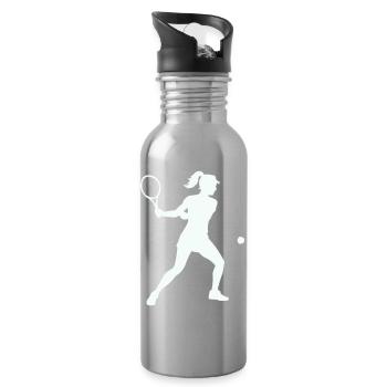 Tennis silhouette im Schwung - Trinkflasche mit integriertem Trinkhalm - Lightsilver - Rechts