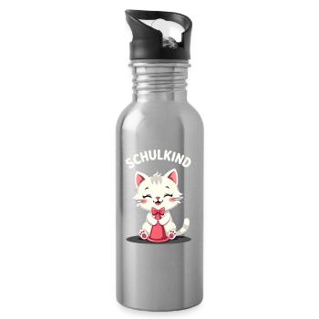 Schulkind 2026 Einschulung 2026 Schulanfang - Trinkflasche mit integriertem Trinkhalm - Lightsilver - Rechts