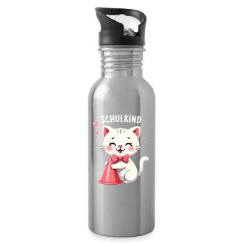 Schulkind 2026 Einschulung 2026 Schulanfang - Trinkflasche mit integriertem Trinkhalm - Lightsilver - Rechts