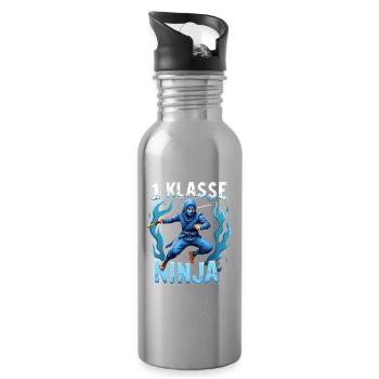 School Child 2026 School Enrollment 2026 Back to School - Water bottle with straw - silver - Right