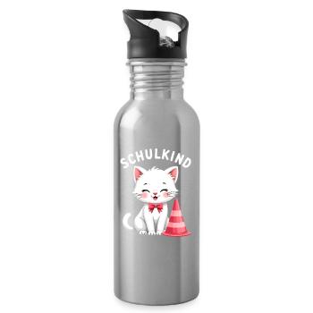 Schulkind 2026 Einschulung 2026 Schulanfang - Trinkflasche mit integriertem Trinkhalm - Lightsilver - Rechts