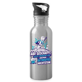 Betreutes Nichtstun nach Abi - Trinkflasche mit integriertem Trinkhalm - Lightsilver - Rechts