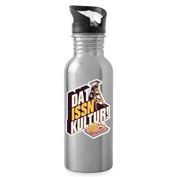 Dat Issn Kultur - Currywurst - Trinkflasche mit integriertem Trinkhalm - Lightsilver - Rechts