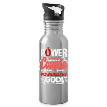 Retro Herz Valentinstag Design Liebe - Trinkflasche mit integriertem Trinkhalm - Lightsilver - Rechts