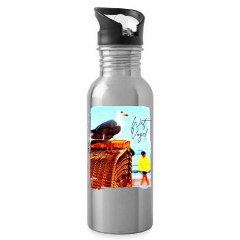 Möwe Wattvogel am Strand - Trinkflasche mit integriertem Trinkhalm - Lightsilver - Rechts