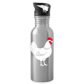 Chicken Vector Graphic Chickens Shirt - Water bottle with straw - silver - Right