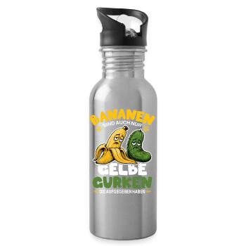 Bananen sind auch nur gelbe Gurken Humor Design - Trinkflasche mit integriertem Trinkhalm - Lightsilver - Rechts