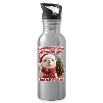 Flauschiger als dein Weihnachtsbaum - Trinkflasche mit integriertem Trinkhalm - Lightsilver - Rechts