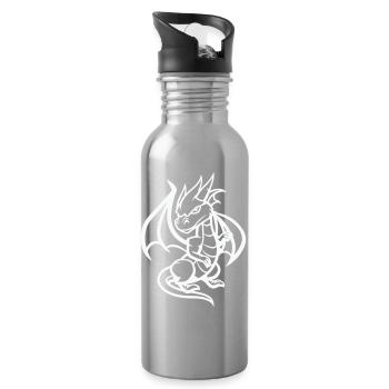Dragon Cartoon - Water bottle with straw - silver - Right