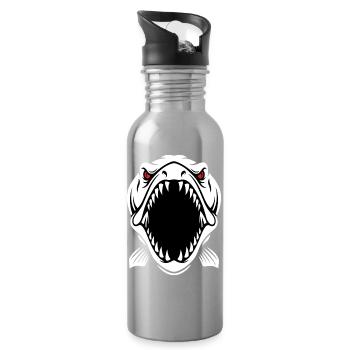 Hecht Barrakuda Maskottchen-Logo Angeln Sport Gaming - Trinkflasche mit integriertem Trinkhalm - Lightsilver - Rechts