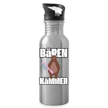 Malle Bär mit Kamm: Haarpflege Humor - Trinkflasche mit integriertem Trinkhalm - Lightsilver - Rechts