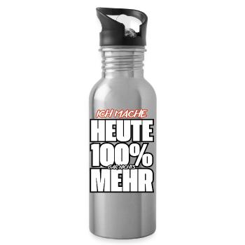 Ich Mache Heute 100% Nichts Mehr - Trinkflasche mit integriertem Trinkhalm - Lightsilver - Rechts