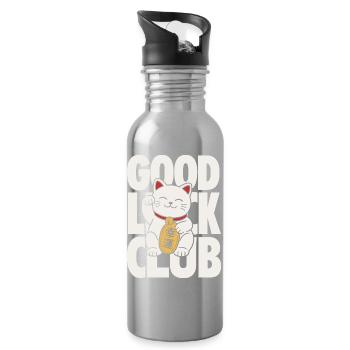 Good Luck Club Lucky Cat - Water bottle with straw - silver - Right