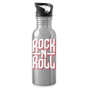 Bold Rock and Roll Typography Design - Water bottle with straw - silver - Right