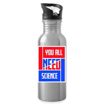 Y'all Need Science Lustig Wissenschaft Nerd Spruch - Trinkflasche mit integriertem Trinkhalm - Lightsilver - Rechts