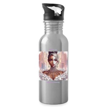 Glamour Split Portrait Crystals - Water bottle with straw - silver - Right