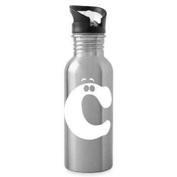 Large C Style Print | Letter C Funny C Logo - Water bottle with straw - silver - Right