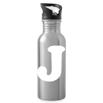 Large J Style Print | Letter J | J Logo - Water bottle with straw - silver - Right