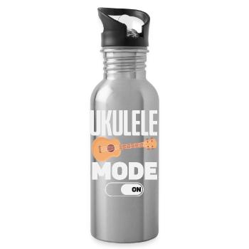 Funny Ukulele Designs and Sayings - Water bottle with straw - silver - Right