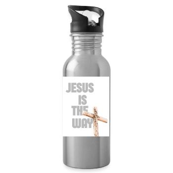 Graphique de Jésus est la Croix - Gourde avec paille intégrée - argent clair - Droite