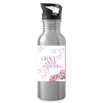 La grâce sur tout Cœur floral - Gourde avec paille intégrée - argent clair - Droite