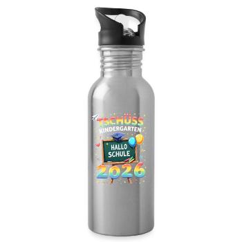 Schulkind 2026 Einschulung 2026 Schulanfang - Trinkflasche mit integriertem Trinkhalm - Lightsilver - Rechts