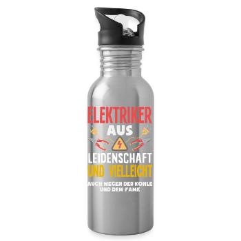 Elektriker Aus Leidenschaft - Trinkflasche mit integriertem Trinkhalm - Lightsilver - Rechts