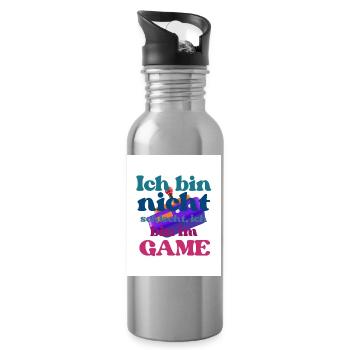 Ich bin im GAME – bunter Spruch - Trinkflasche mit integriertem Trinkhalm - Lightsilver - Rechts