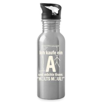 Galgenmännchen: Ich kaufe ein A - Halts Maul - Trinkflasche mit integriertem Trinkhalm - Lightsilver - Rechts