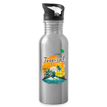 Tropische Inselschwingungen - Trinkflasche mit integriertem Trinkhalm - Lightsilver - Rechts