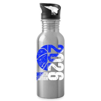 Basketball Meister Edition 2026 in Blau Weiss - Trinkflasche mit integriertem Trinkhalm - Lightsilver - Rechts