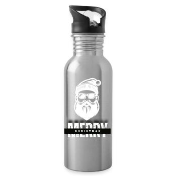 Merry Christmas Weihnachtsmann Geschenk - Trinkflasche mit integriertem Trinkhalm - Lightsilver - Rechts