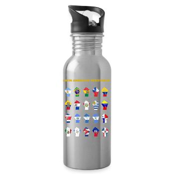 Latin American Resistance Flags Montage - Water bottle with straw - silver - Right