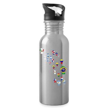 Flaggenmosaik des lateinamerikanischen Widerstands - Trinkflasche mit integriertem Trinkhalm - Lightsilver - Rechts