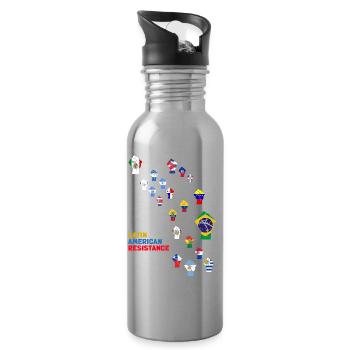Mosaik des lateinamerikanischen Widerstands - Trinkflasche mit integriertem Trinkhalm - Lightsilver - Rechts